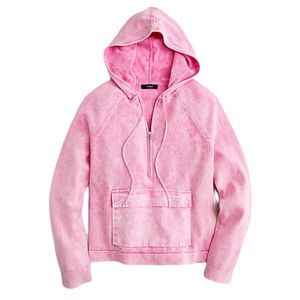 J. Crew Pink Hooded Half-Zip Sweatshirt